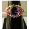Image 1 : 18.55 ctw Gold plated silver amethyst Ring with Tourmal