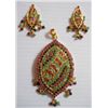 Image 1 : 133.50 CTW GOLD PLATED EMERALD/SAPPHIRE/RUBY PENDANT AN