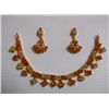 Image 1 : 127.90 CTW GOLD PLATED RUBY AND PEARLS NECKLACE AND EAR