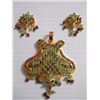 Image 1 : 93.15 CTW GOLD PLATED EMERALD/RUBY/AND SAPPHIRE PENDANT