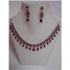 Image 1 : 202.40 CTW AFRICAN RUBY NECKLACE AND EARRIGN SET .925 S