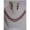 Image 1 : 202.40 CTW AFRICAN RUBY NECKLACE AND EARRIGN SET .925 S