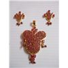 Image 1 : 91.65 GOLD PLATED RUBY EARRING AND PENDANT SET STERLING