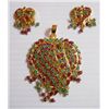Image 1 : 118.75 CTW GOLD PLATED EMERALD AND RUBY PENDANT AND EAR