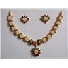 Image 1 : 159.35 CTW GOLD PLATED PEARL/EMERALD/SAPPHIRE/RUBY NECK
