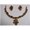 Image 1 : 181.20 CTW  GOLD PLATED SAPPHIRE NECKLACE AND EARRING S