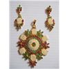 Image 1 : 126.0 CTW GOLD PLATED PEARL/RUBY AND EMERALD PENDANT AN