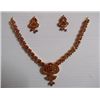 Image 1 : 158.10 CTW GOLD PLATED RUBY NECKLACE AND EARRING SET ST