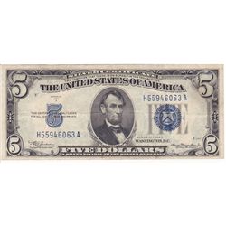 1934A $5 SIlver Certificate, F-VF
