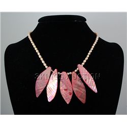 179CTW 18" PEACH FRESHWATER CAPIZ PENDANT/MOTHER OF PEA