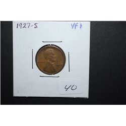 1927-S US Lincoln Wheat Back Penny; VF+; EST. $10-15