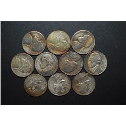 Jefferson Silver Wartime Nickels; Various Dates & Conditions; Lot of 10; EST. $20-30