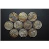 Image 1 : Jefferson Silver Wartime Nickels; Various Dates & Conditions; Lot of 10; EST. $20-30