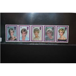 Great Britain/England Princess Diana Postal Stamps; Lot of 5; EST. $10-20