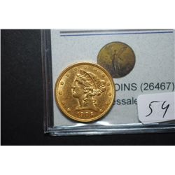 1906-D US Liberty $5 Gold Coin; EST. $550-600
