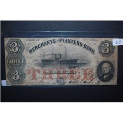 1857 US State Of Georgia Merchants & Planters Bank $3; EST. $40-50