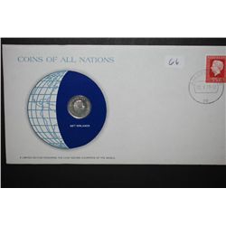 1979 Netherlands 25 Cent Foreign Coin With COA Included; Coins Of All Nations With Postal Stamp Post