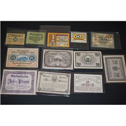 German Notgeld; Various Dates, Denominations & Conditions; Lot of 12; EST. $30-40