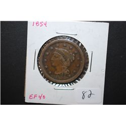 1854 US Large One Cent; EF40; EST. $60-125
