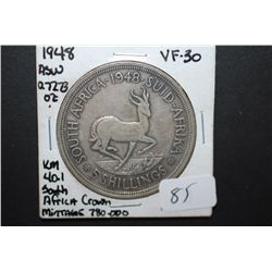 1948 South Africa 5 Shillings Foreign Coin; VF30; 0.7273 ASW; EST. $35-45