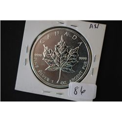 2011 Canada $5 "Maple Leaf" Silver Foreign Coin; 9999 Fine Silver 1 Oz.; EST. $40-50