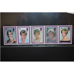 Great Britain/England Princess Diana Postal Stamps; Lot of 5; EST. $10-20