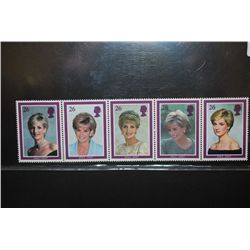 Great Britain/England Princess Diana Postal Stamps; Lot of 5; EST. $10-20