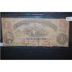 1862 US Virginia Treasury Note $1; EST. $25-35