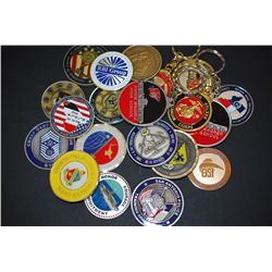 Military Challenge Coins; Various Dates, Bases, People, Etc.; Lot of 20; EST. $60-80
