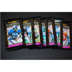 1993 NFL Football Trading Cards; Various Teams & Players; Lot of 7 Unopened Packs With 15 Cards Per 