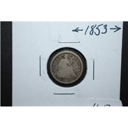 1853 US Seated Liberty Half Dime With Arrows; EST. $15-25