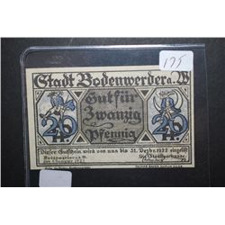 1921 German 20 Pfennig Foreign Bank Note; EST. $5-10