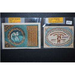 German Notgeld 50 Pfennig Foreign Bank Note Town Of Witten & German Notgeld 75 Pfennig Foreign Bank 