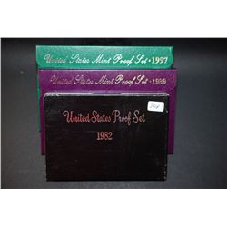1982-S US Proof Set, 1989-S US Mint Proof Set & 1997-S US Mint Proof Set With COA Included; Lot of 3