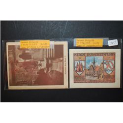 1921 German Notgeld 1 Mark Foreign Bank Note Town Of Burg a.d. Wupper & 1923 German Notgeld 50 Pfenn
