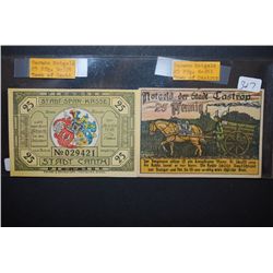 German Notgeld 25 Pfennig Foreign Bank Note Town Of Canth & German Notgeld 25 Pfennig Foreign Bank N