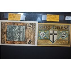 1922 German Notgeld 25 Pfennig Foreign Bank Note Town Of Celle & 1921 German Notgeld 25 Pfennig Fore