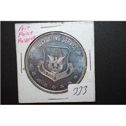 Air Force Reserve Recruiting Service Token; Excellence In The 80s; Call Toll Free 1-800-257-1212; ES