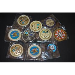 Military Challenge Coin; Various Dates, Bases, People, Etc., Lot of 10; EST. $30-50