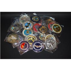 Military Challenge Coin; Various Dates, Bases, People, Etc., Lot of 20; EST. $40-75