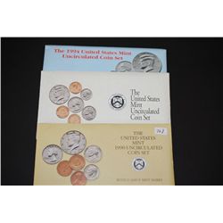 1990 US Mint Coin Set; P&D Mints, 1992 US Mint Coin Set; P&D Mints & 1994 US Mint Coin Set; P&D Mint