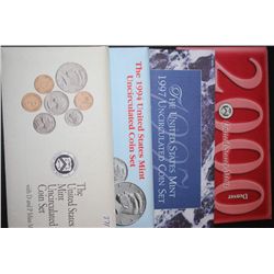 1992 US Mint Coin Set; P&D Mints, 1994 US Mint Coin Set; P&D Mints, 1997 US Mint Coin Set; P&D Mints