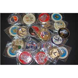 Military Challenge Coin; Various Dates, Bases, People, Etc.; Lot of 20; EST. $40-60