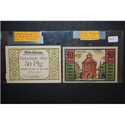 1922 German Notgeld 50 Pfennig Foreign Bank Note Town Of Stockheim & German Notgeld 50 Pfennig Forei