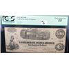 Image 1 : $100 CONFEDERATE STATES OF AMERICA - PCGS 55  - #43650 "TRAIN" - 1862 - WITH 4 INTEREST  PAID STAMPS