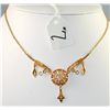 Image 1 : CHOICE VINTAGE 18K YELLOW GOLD "ROSE CUT"  DIAMOND NECKLACE WITH 19 HAND SET "ROSE CUT"  DIAMONDS - 