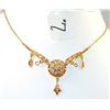 Image 2 : CHOICE VINTAGE 18K YELLOW GOLD "ROSE CUT"  DIAMOND NECKLACE WITH 19 HAND SET "ROSE CUT"  DIAMONDS - 