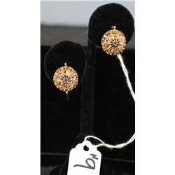 CHOICE VINTAGE 18K YELLOW GOLD "ROSE CUT"  DIAMOND EARRINGS WITH EACH EARRING HAVEING  TEN HAND SET 