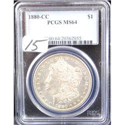 RARE 1880-CC MORGAN DOLLAR - PCGS MS64 - COIN  WORLD LISTS A MS64 @ $700.00 (BUT YOU'VE GOT  TO FIND