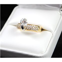 SPECTACULAR  ONE OF A KING  CUSTOM PLATINUM  AND 18K YELLOW GOLD DIAMOND RING WITH ONE  1.01CT SI1/G